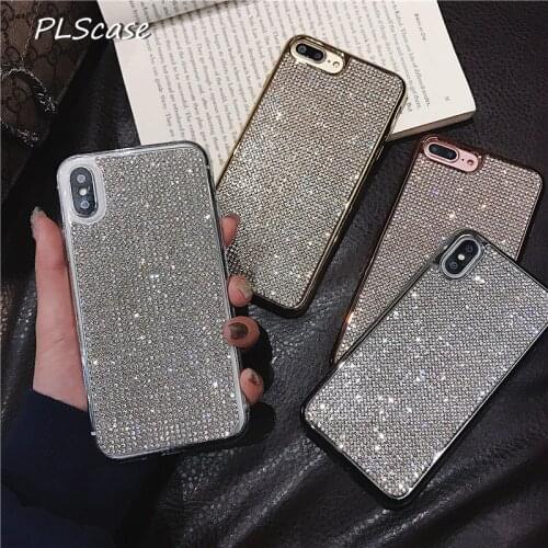 Luxury glitter rhinestone phone case For iphone 11Pro XS MAX XR X 7 8 Plus 6 6s Soft Silicone TPU Cover Coque