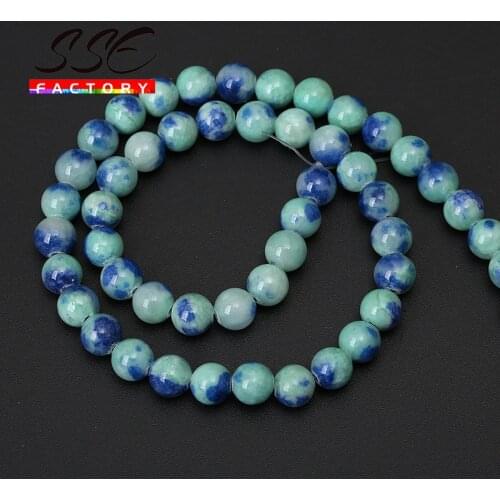 Ink Blue Persian Jades Natural Gem Stone Beads Round Loose Spacer Beads 15"Strand 6/8/10/12 MM For Jewelry Making DIY Bracelets
