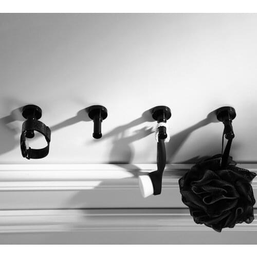 Black Space Aluminum Robe Hook Wall Mounted Bathroom Coat Hook Door Back Storage Hook Bathroom Fixture