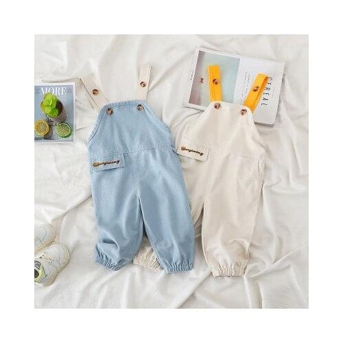 Childrens Clothing Baby Boys and Girls Solid Overalls 0-4 Years Old Baby Cotton Overalls 2021 Korean Toddler Overalls Trousers