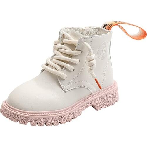 Childrens Boots Casual Side Zipper Boots Boys Girls Shoes Letter Strip Design Kids Shoes Round Toe Martin Boots 2021 New Autumn