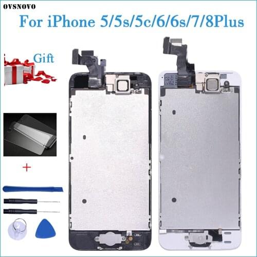 Full Assembly LCD Display for iPhone 5s 6s se 6 Touch Screen Digitizer Replacement with Home Button Front Camera Complete LCD 5C