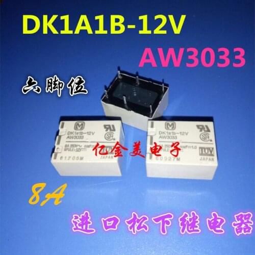 DK1a1b-12v AW3033 relay 12VDC / 8A / 250VAC six feet one open and one closed