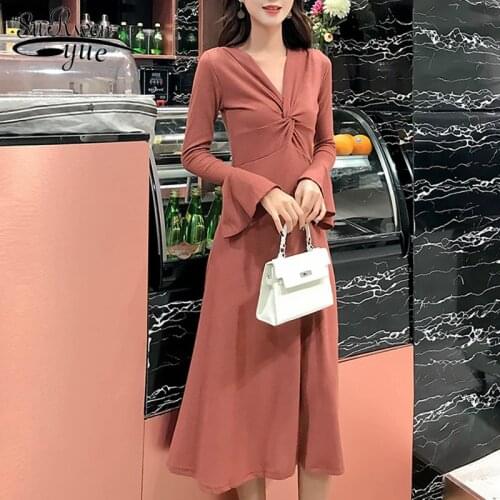 Long V-neck Sexy Dress Women Elegant Long Sleeve Women Dress Dress Fashion Chic Lady Clothes 2021 Dresses Feminina 1464