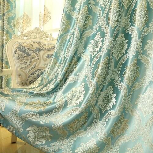 European Luxury Blackout Gold windows treatment curtains for living room bedroom flower tulle