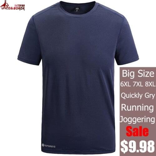 Plus size 7XL 8XL Quick Dry Sport training T Shirt Men Short Sleeves Summer Casual Streetwear Tees GYM joggers Tshirt Clothes