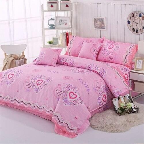 Bed Cover Set Pink Heart-Shaped Couple Quilt Cover Adult Children Bed Sheet And Pillowcase Quilt Cover Bedding Set ChildrenS