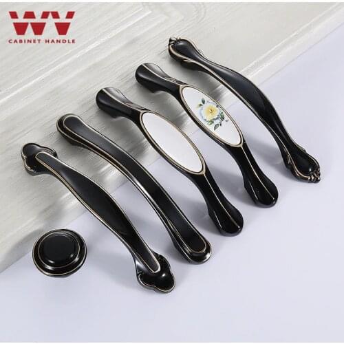 WV Piano Paint Wardrobe Handle European Style Black Gold Cabinet American Knobs Shoe Cabinet Modern Simple Single Pulls 6032