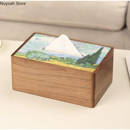 Creative Household Tissue Box Chinese Solid Wood Napkin Box Home Desktop Decoration Living Room Light Luxury Wooden Tissue Box