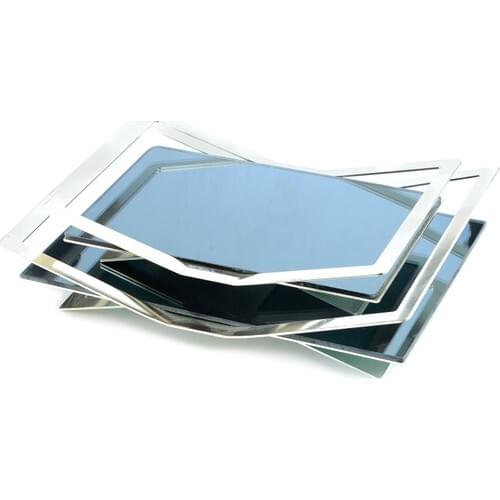 Milky Way Laser Tray 25x35 cm 20x30 cm Silver Color 2-Combine Presentation Tray Aid Mubarak Decoration Ramadan Kareem