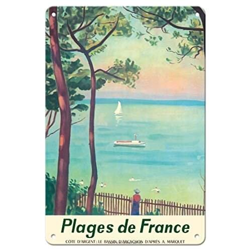 Beaches of France - Côte d'Argent, Bassin d'Arcachon by Albert Marquet c.1950 Metal Tin Sign
