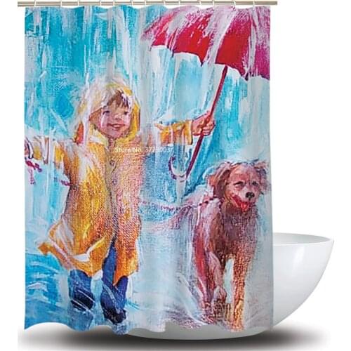 Fashion Art Design Graffiti Print Shower Curtain Bathroom Color Oil Painting Design Waterproof Shower Curtain