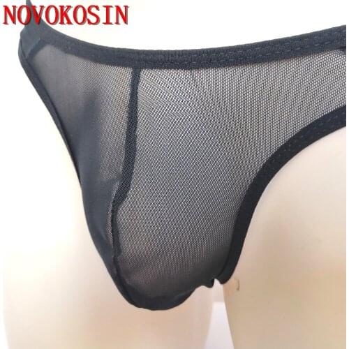 2021 Tulle Net Sexy G-strings Thongs Gay Underwear Men Short Panties Night Club Lingerie Bulge Cock Pouch T-back