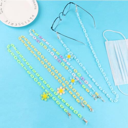 2021 New Fashion Eyeglasses Chain Anti-lost Flower Charm Face Mask Chain Acrylic Sunglasses Reading Glasses Lanyard Holder Strap