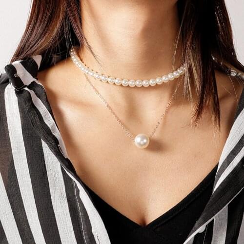 New Design Pearl Necklace for Women Gold Color Multi-Layer Chains Necklaces Trendy Party Jewelry Accessories