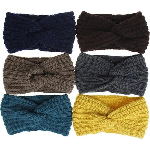 2020 Vintage Cross Knit Bezel Hair Band Women Winter Headband Girls Hair Accessories Elastic Hairband Headwrap opaska do wlosow
