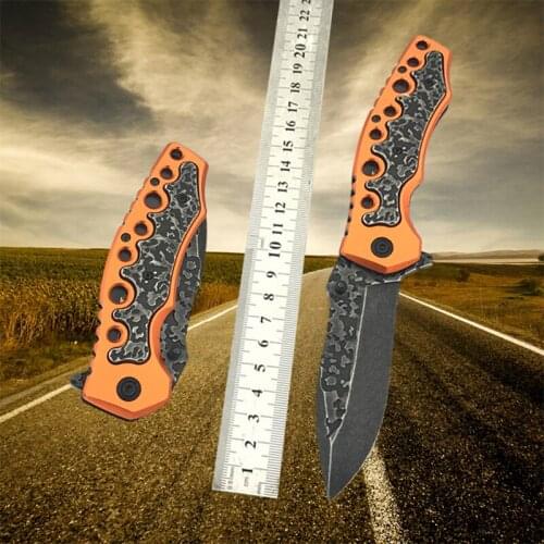 Very Sharp Folding Knife Corrosion Pocket Knife Large Stiletto Tactical Hunting Knife Stainless steel engraving Handle