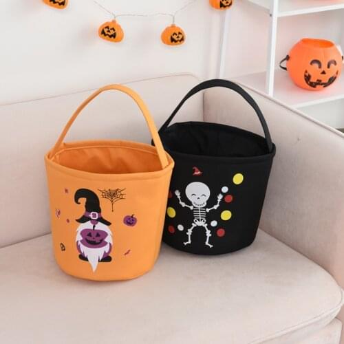 Halloween Portable Pumpkin Candy Bag Trick Or Treat Bucket Tote Gift Packaging Bags Halloween Storage Candy Bag Supplies