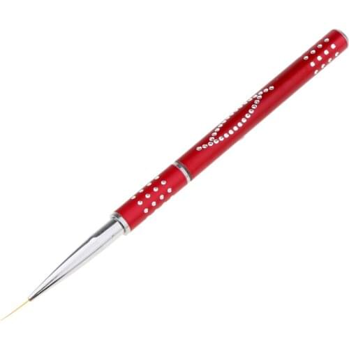 Pro Fine Tip Brush Liner Flower Painting Striping Drawing Nail Art Design Acrylic Pen Tools- Alloy Handle Cap