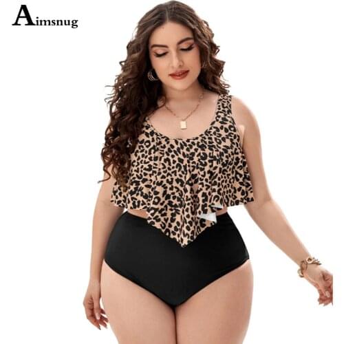 Plus Size 4xl Women Tankini Sets 2021 Summer New Sexy Leopard Print Swimsuits Crop Top Casual Two Pieces Swimwear Femme Clothes