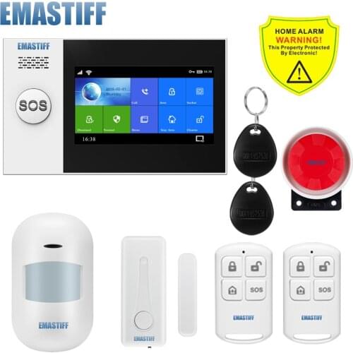 4.3inch Full Touch Screen 433MHz Wireless WIFI GSM Home Burglar Security Alarm System With Motion Sensor PIR Door Detectors