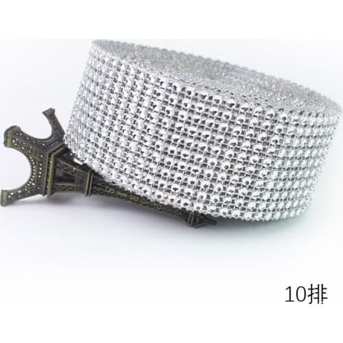 10Rows/5CM Width Silver 10Yards/Roll Diamond Rhinestone Wrap Ribbon Wedding Party Supplies Home Decoration Hand DIY Accessories