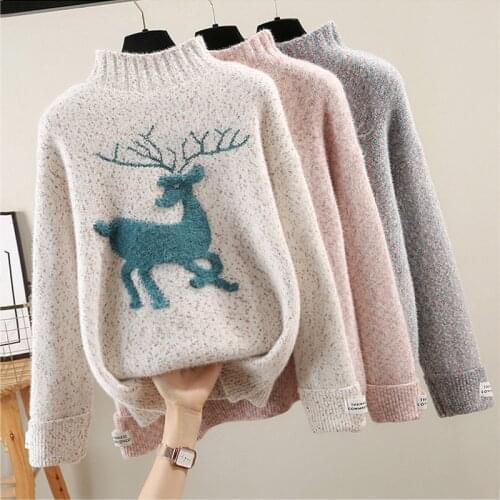 Loose Pullover Sweater Women Wear Lazy Half High Neck Thick Autumn And Winter Casual Warm Bottoming Top 2020 New