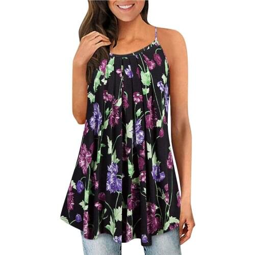 Retro Ethnic Style Tops Women Summer Thin Shoulder Strap Ladies Sleeveless Camis Printed Tank Top Summer Beach Woman Camisole