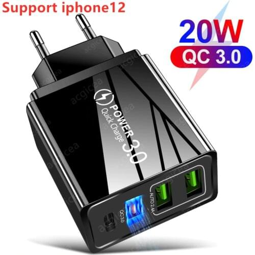 Quick Charge 3.0 PD USB Charger Universal 30W USB Type C Fast Charger Power Adapter for iPhone 12 8 Plus Xiaomi Phone iPAD