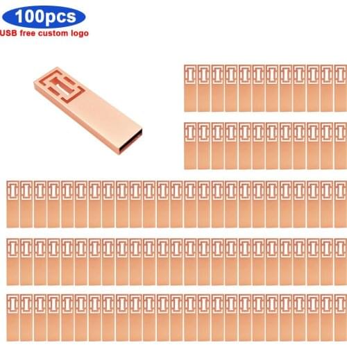 100pcs/lot logo free metal Gift USB Flash Pen Drive 2.0 4gb 8gb Memory Stick 128gb 16gb 32gb Pendrive for Business For wedding