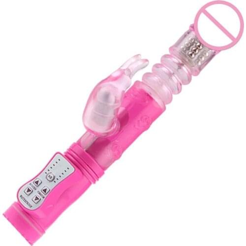 Rabbit Vibrator Telescopic Vibration Built-in Ball Rotation G Spot Dildo Vibrator Female Masturbation Adult Sex Toys For Woman