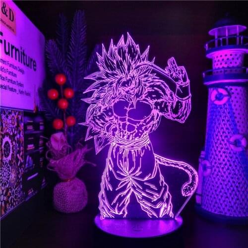 Dragon Ball Z Goku Super Saiyan 5 ANIME LAMP 3D Led Nightlights 7 Color Changing Dragon Ball Super Son Goku lampara For Gift