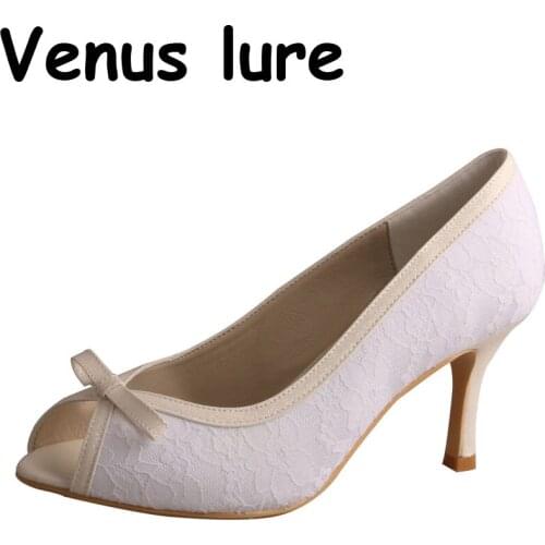 Women Wedding High Heel Dress Shoes for the Bride Peep Toe Pumps
