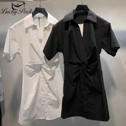 Female Summer Casual Hollow Out Solid Color Cotton Dress Women New Loose Black Dresses Ladies White Asymmetrical Vestidos ML137