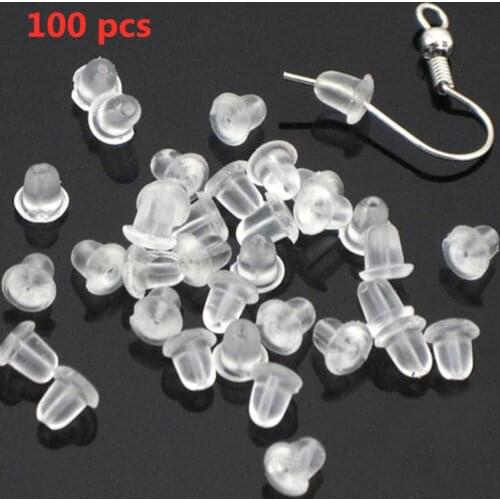 100PCS/Bag Silicone Rubber Earring Clasp Styles Ear Nut Earrings Jewelry Accessories Plugging Earring Back Earstud Findings