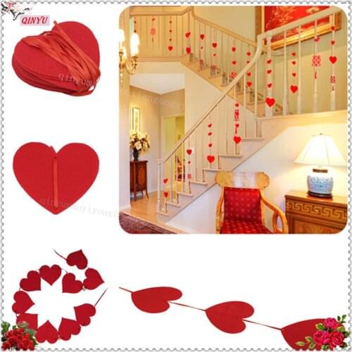 2.5M Hearts Romantic Wedding Decoration Marriage Room Layout Wedding Supplies Non-woven Garland Creative Love Heart Curtain 8Z