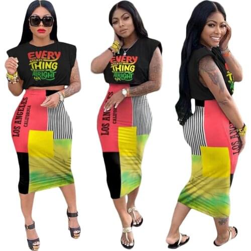 2021 African Dashiki dresses New Fashion Party Famous sexy Design tops+skirts 2pcs/set For Lady