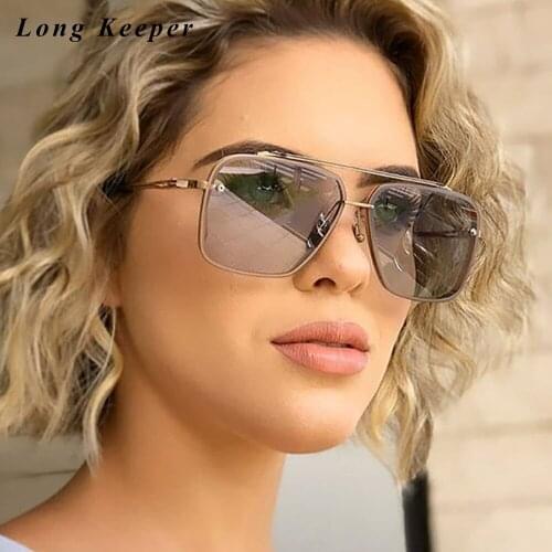 2021 Fashion Metal Pilot Style Gradient Sunglasses Men Cool Unique Men Women Vintage Brand Design Punk Sun Glasses Shades UV400