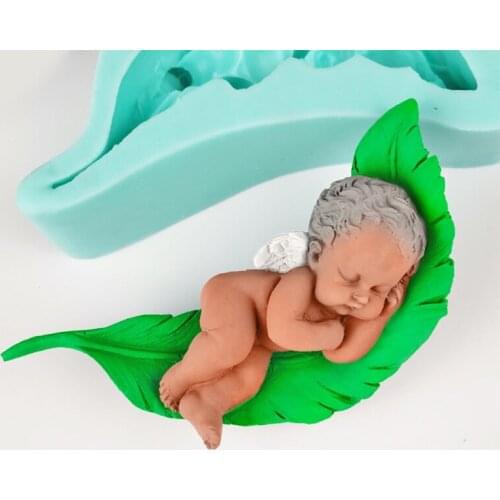 3D Baby Soap Candle Peonies Clay Mould Cake Decorating Silicone Mold H58C