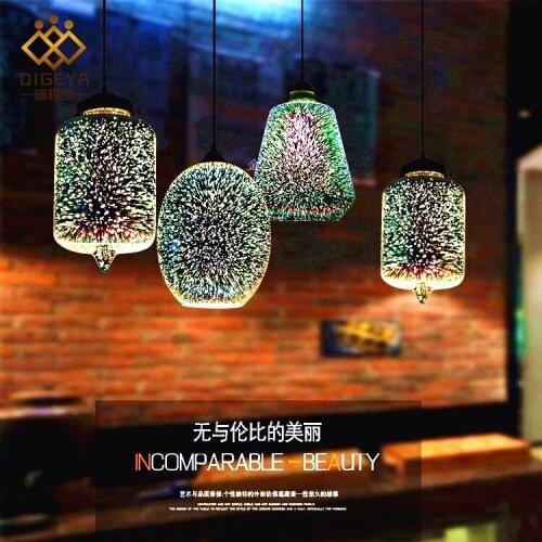 3D design stained glass chandelier restaurant chandelier vintage clothing store cafe bar light fixtures