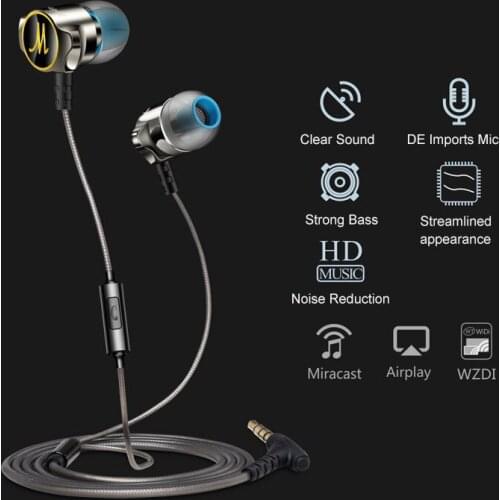 Bass Earphones DM7 Zinc Alloy Metal Stereo Noise Isolating In-ear Earphone HD Hifi Music Headset DJ MP3