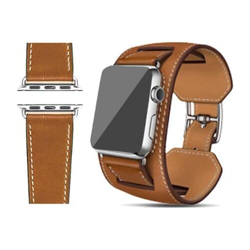Series 4/3/2/1 single tour 1:1 Genuine Leather Cuff Bracelet Leather strap For Apple Watch band series 6 5 SE 38 40 42mm 44mm