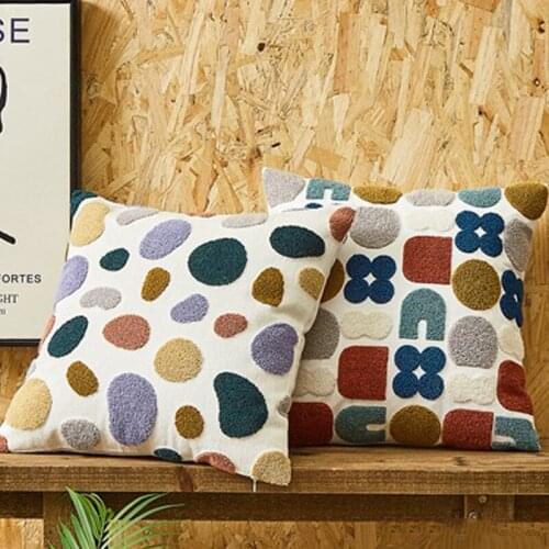 Floral Cushion Cover Cute Dots Embroidery Pillow Cover 45x45cm/30x50cm Soft Cozy Home Decoration for living room Kids Room ZM713