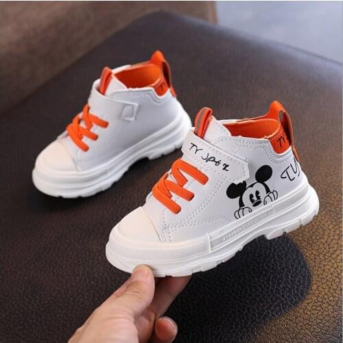 Disney childrens cartoon Mickey Mouse soft sole boy casual shoes cotton shoes Martin boots short boots