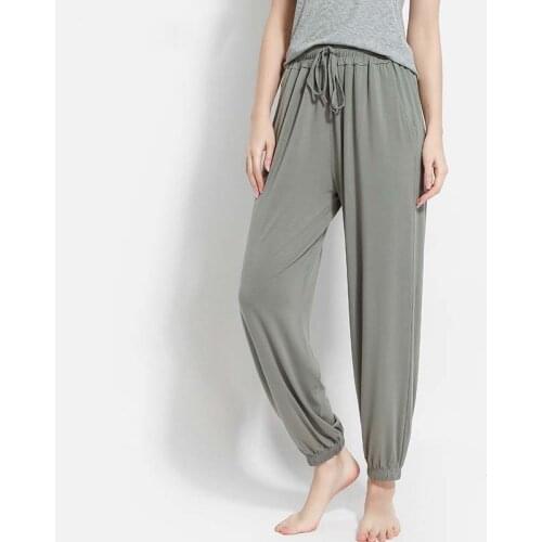 Modal Home Pajamas Womens Summer Thin Loose-fitted Bloomers Outer Wear Casual Adult Anti-mosquito Long Pants