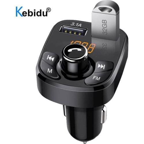 Handsfree Bluetooth 5.0 FM Transmitter 3.1A Dual USB Car Phone Charger Support U Disk Music Play FM Modulator