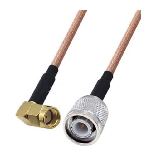 RG400 Cable RP-SMA Male Right Angle to TNC Male Double Shielded Copper Braid Coax Low Loss Jumper Cable