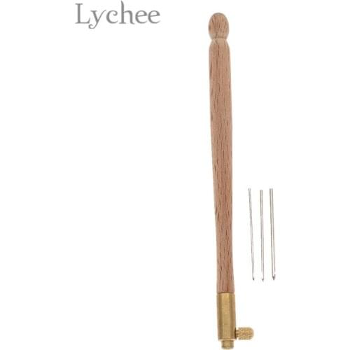 Lychee Life Wooden Handle Tambour Hook Embroidery Crochet Needles Sets DIY Sewing Tools Accessories