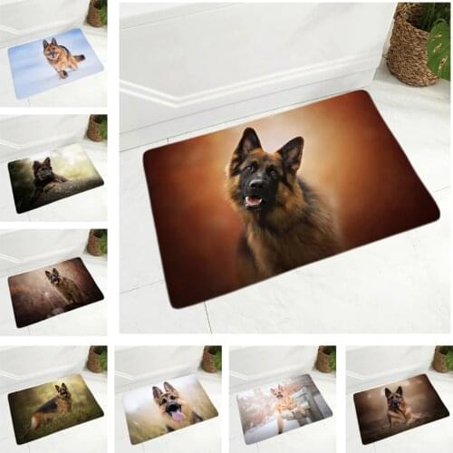 Cute German Shepherd Dog Mat for Hallway Children Room Non-Slip Decor Pet Animal Doormat Flannel Floor Carpet 40x60cm Door Mat