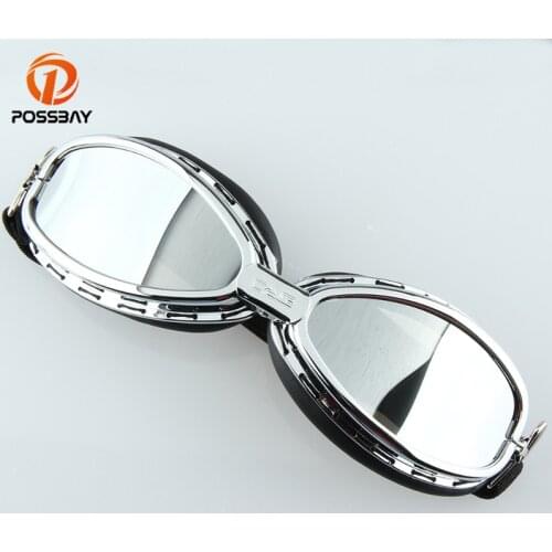 POSSBAY Silver Motorcycle Goggles Dirt Bike Motorcycle Oculos Motorbike Glasses Outdoor Sport Protector Scooter Accessories